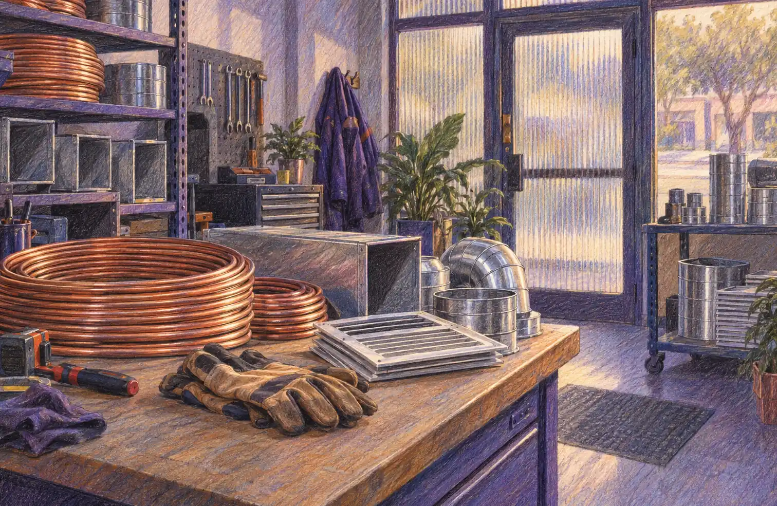 Illustration of hvac businesses and their working space
